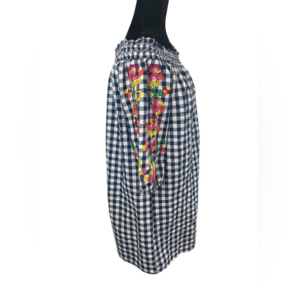 Skies Are Blue Navy Gingham Off Shoulder
Embroidered 3/4 Sleeve Dress - Picture 7 of 11